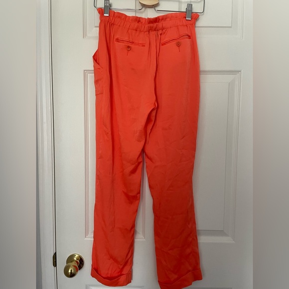 BCBGMaxAzria womens cuffed orange paperbag pants - Picture 6 of 6